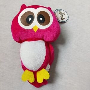 Pink plush owl stuffed animal soft toy